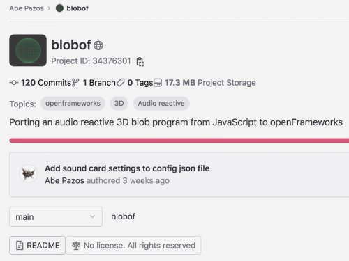 E.I The Blob on Gitlab, Source code to Open Frame works project