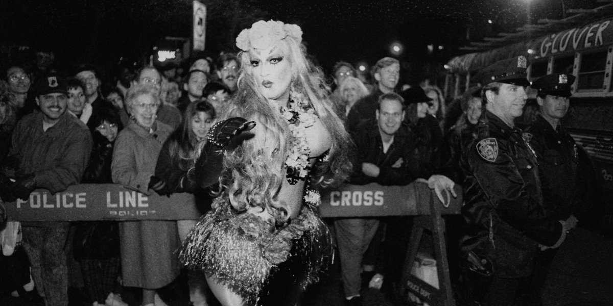 Photo of a drag queen during Stonewall Riots (28 Jun, 1969).